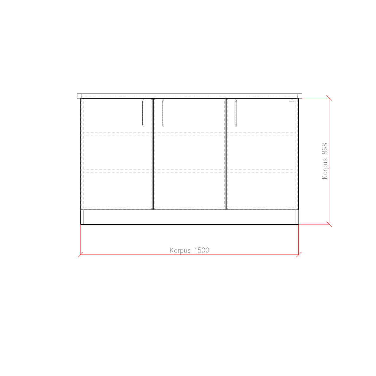 Sideboard Buche für Pflegezimmer | Anrichte mit 3 Türen | Pflegezimmer Einrichtung