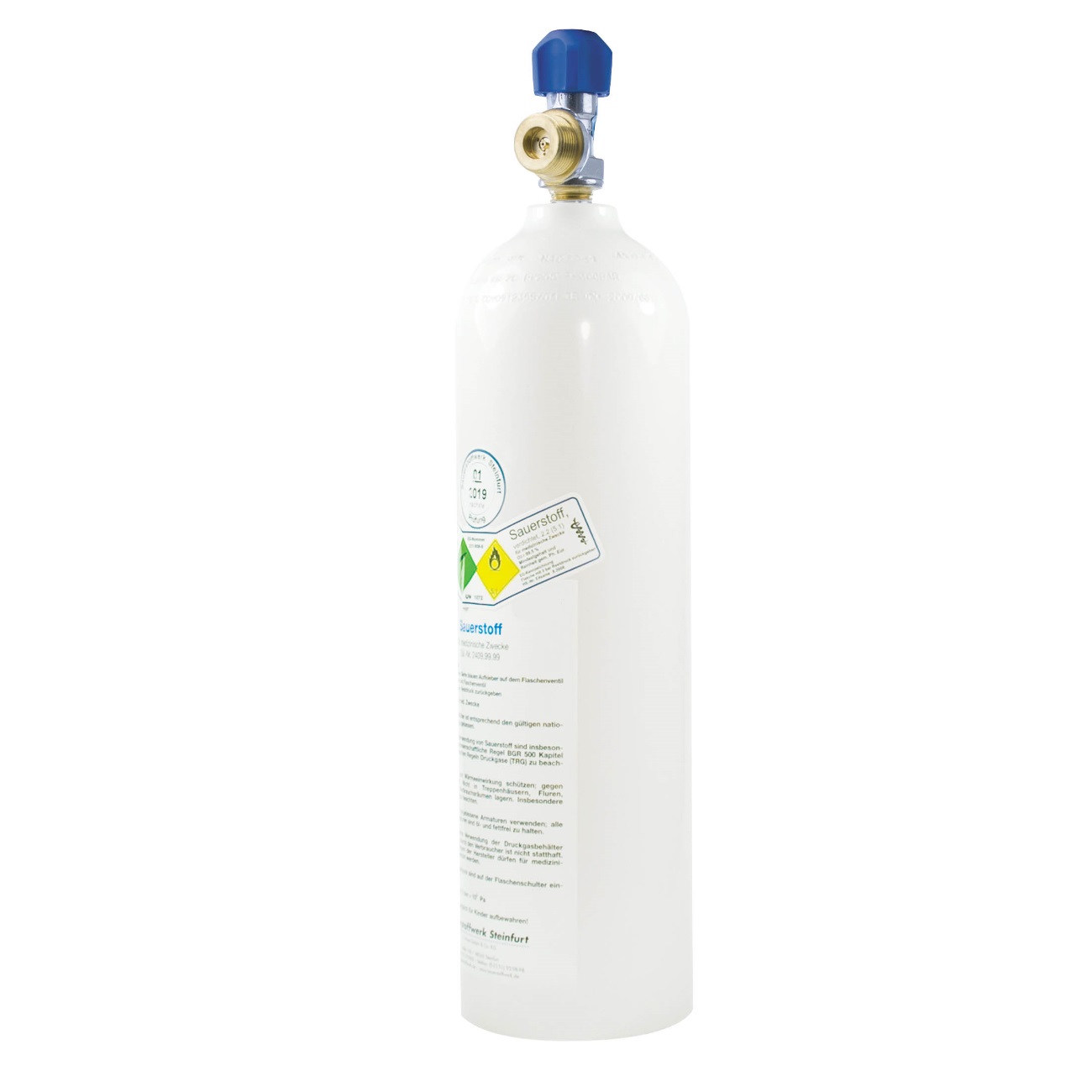 Sauerstoffflasche 2 Liter | Leichtaluminium | gefüllt mit 200 bar medizinischem Sauerstoff