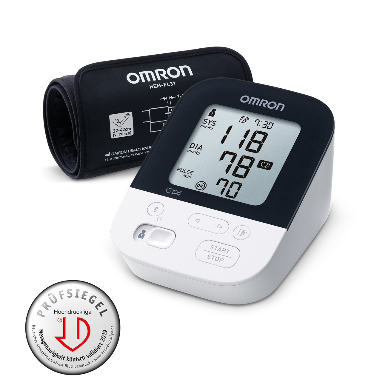Blutdruckmessgerät OMRON M400 Intelli IT mit Armmanschette inkl. digitales Stirnthermometer